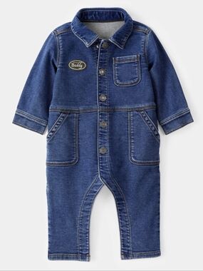 Carter's Baby Little Buddy Snap-Up Denim Jumpsuit - Blue